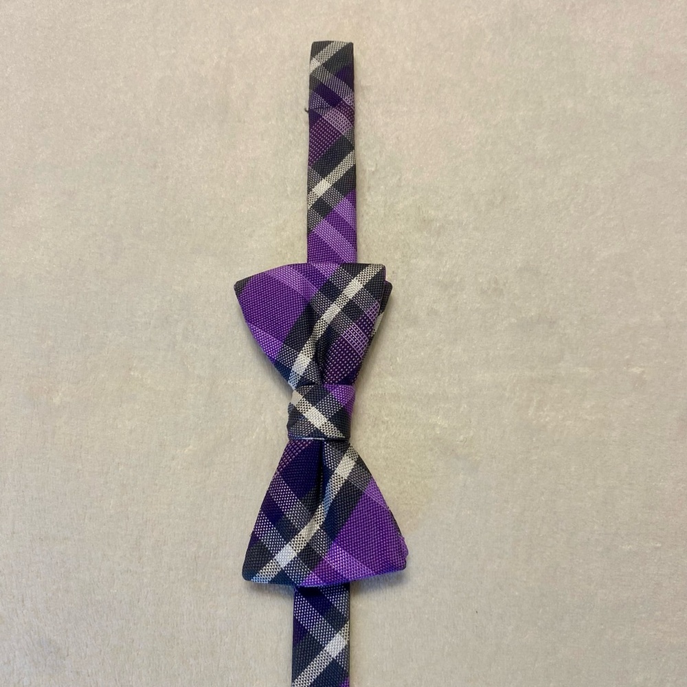 Purple Plaid Bow Tie